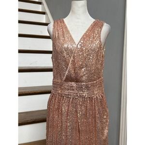 Kate Kasin Sequin Dress Sleeveless Maxi Evening ROSE GOLD. Size 12. Worn Once